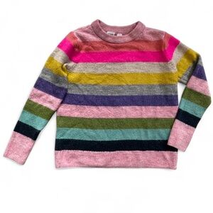 GAP Pink and Coral Striped Crewneck Sweater